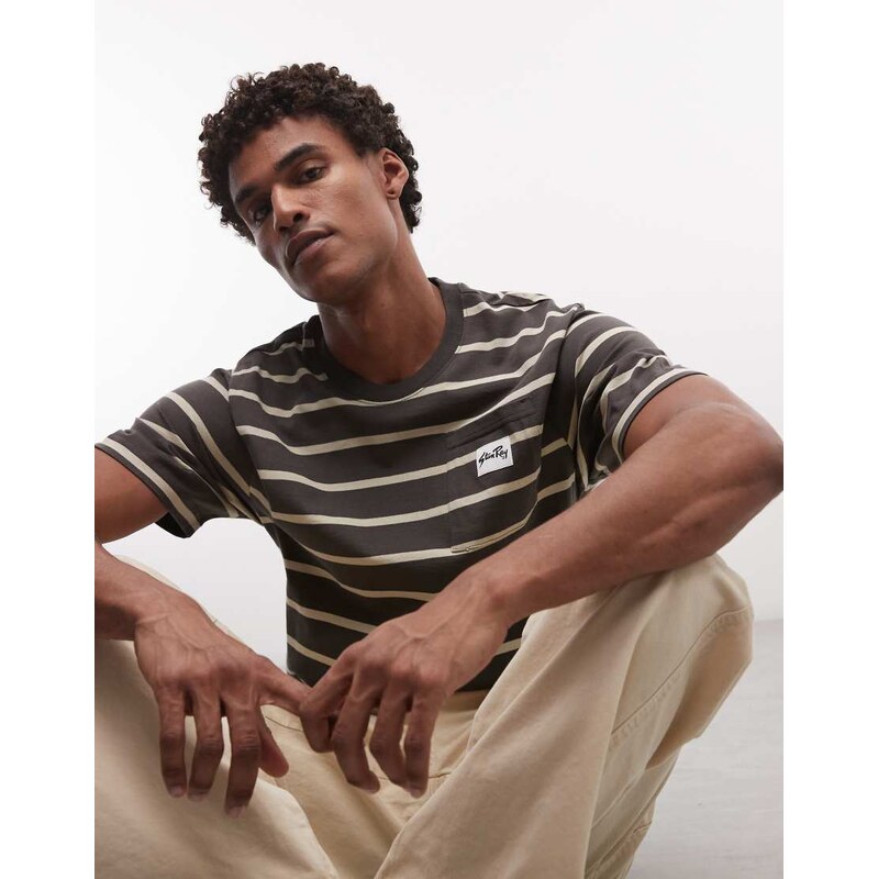 Stan Ray stripe short sleeve pocket t-shirt in black and white