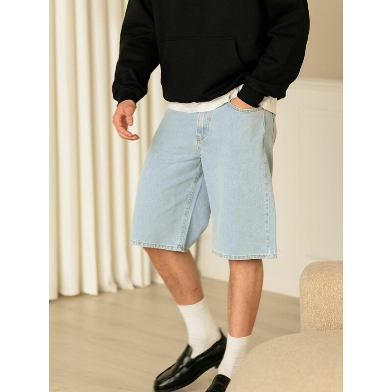 TEESHOPPEN Kalhoty  Denim shorts  modrá
