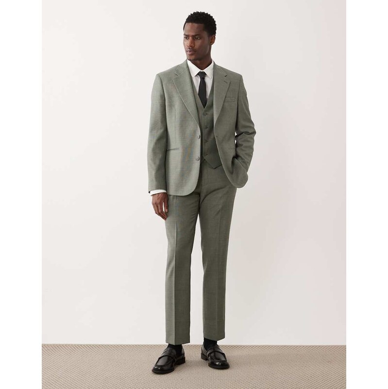ASOS DESIGN slim suit trousers in mid green washable wool blend