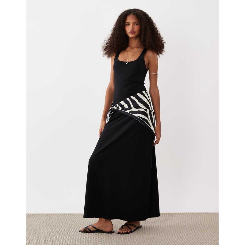 ASOS DESIGN scoop neck maxi dress in black