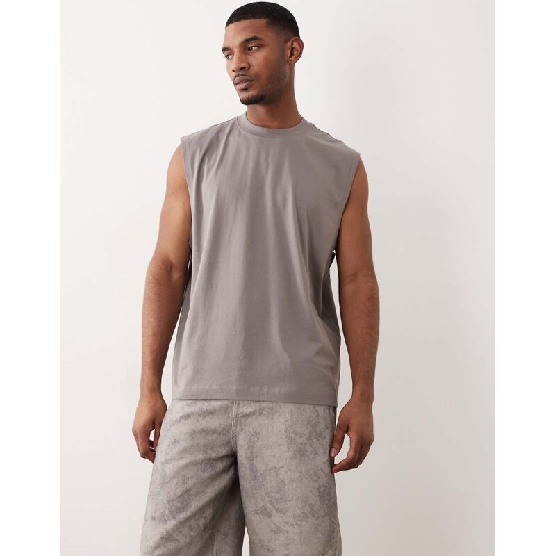 ASOS DESIGN Essentials oversized tank in grey