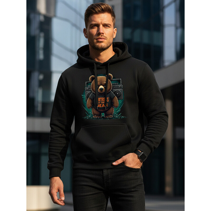 FORTRESS OF THE BEAR pánská mikina s kapucí černá FashionStreet