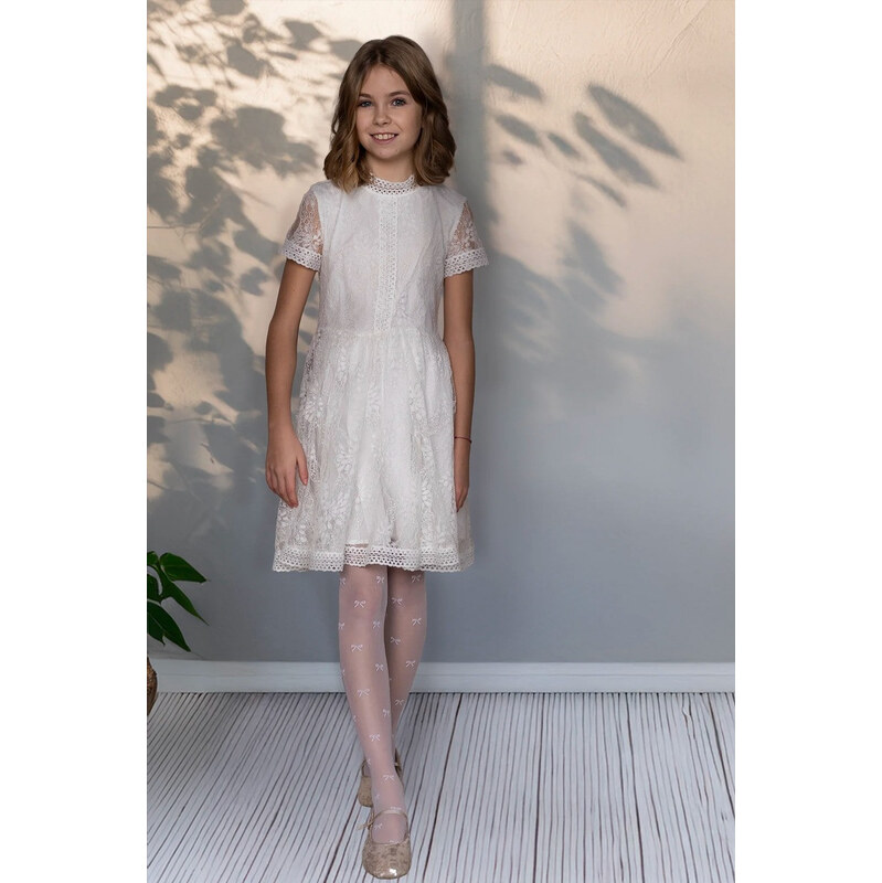 Knittex Dívčí punčocháče s mašlí Angelina DR2602 115013464