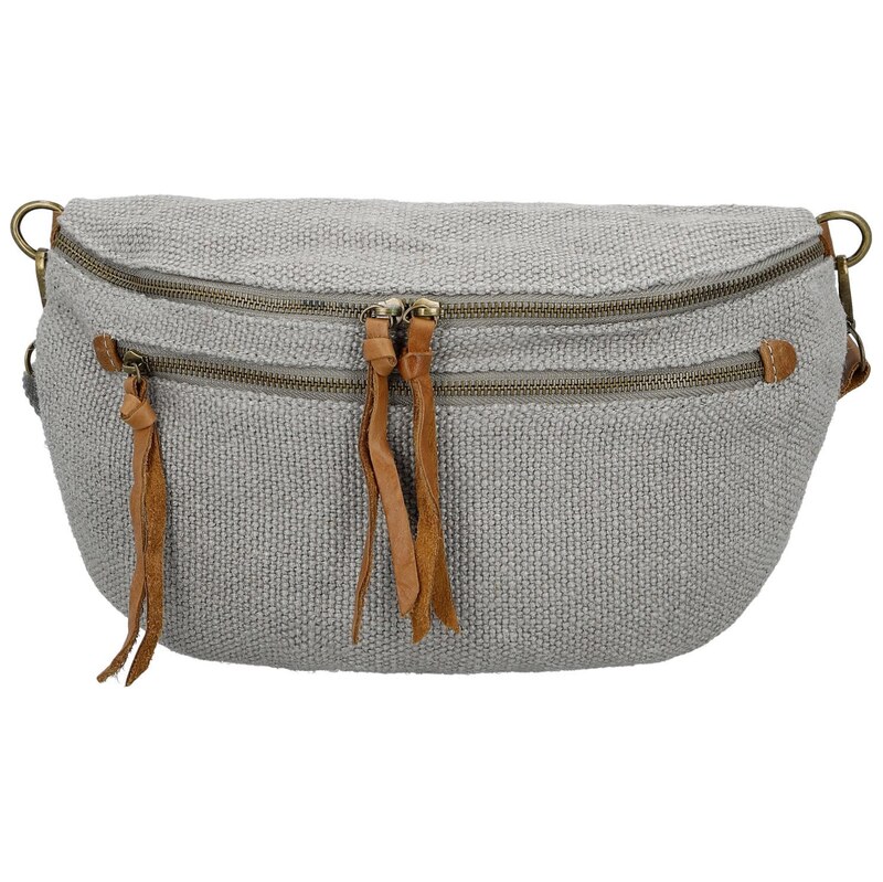 Paolo Bags Trendy dámská textilní ledvinka Lena, šedá