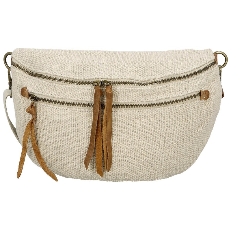 Paolo Bags Trendy dámská textilní ledvinka Lena, béžová