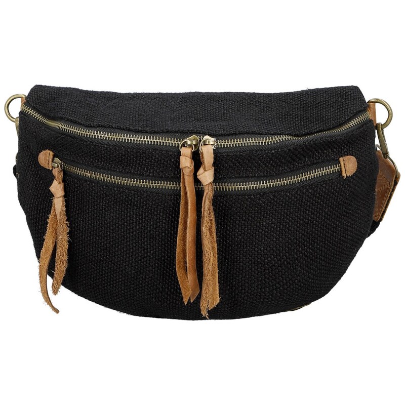 Paolo Bags Trendy dámská textilní ledvinka Lena, černá