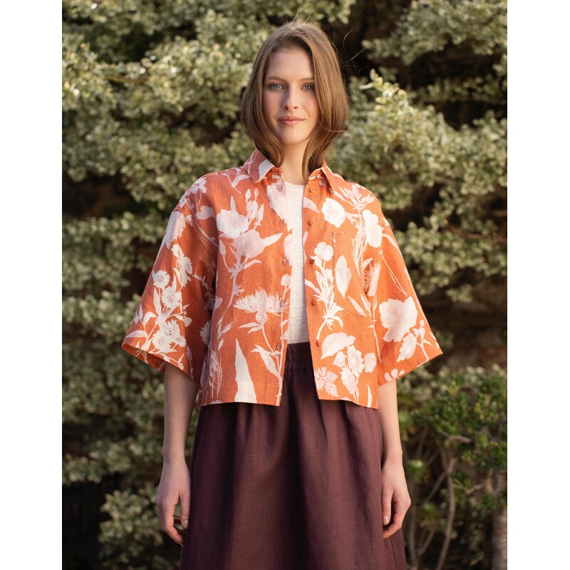Studio Nila Lněná košile Thea Cinnamon Floral XS
