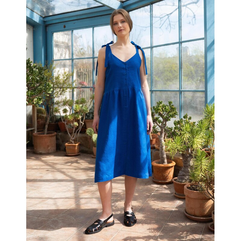 Studio Nila Lněné šaty Mona Lapis Blue XS