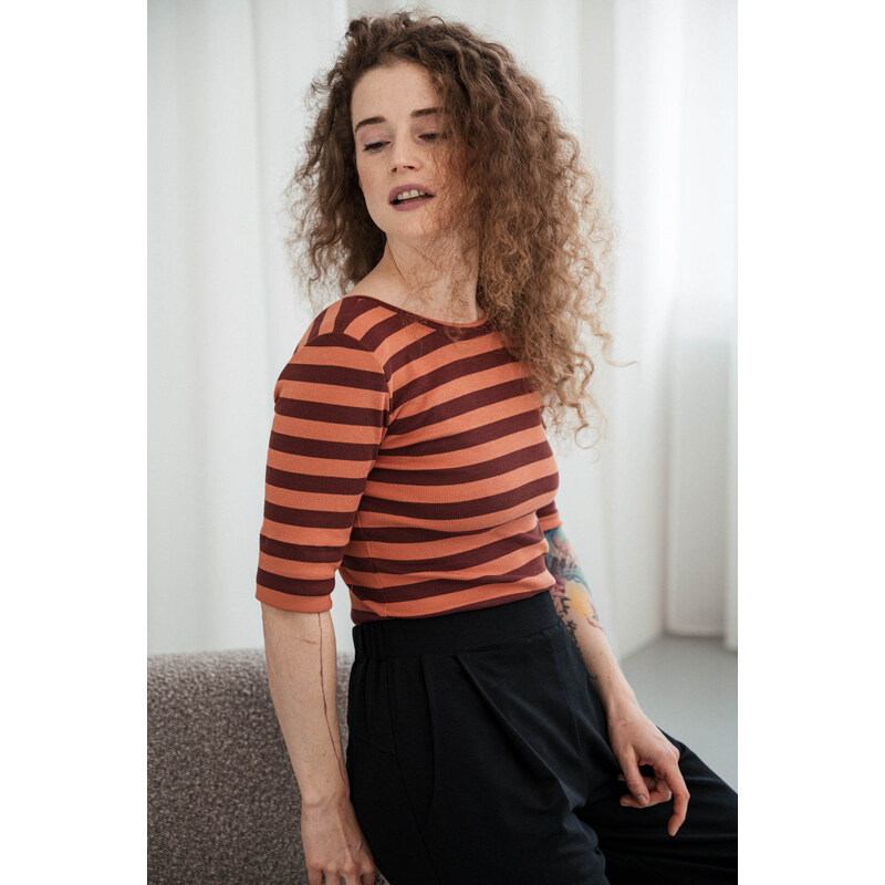 youngprimitive - Trička Fiona - stripe orange 114867390