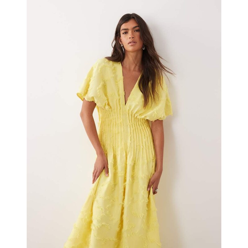 ARRANGE textured pintuck maxi dress in yellow