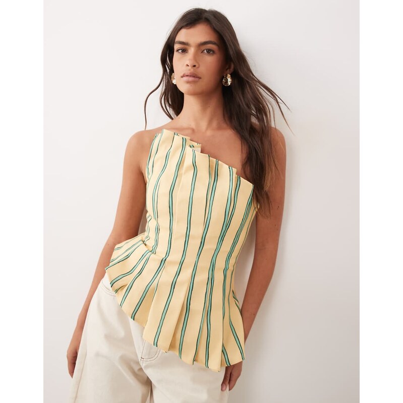 ARRANGE sculpted bandeau top in yellow stripe-Multi 115520218