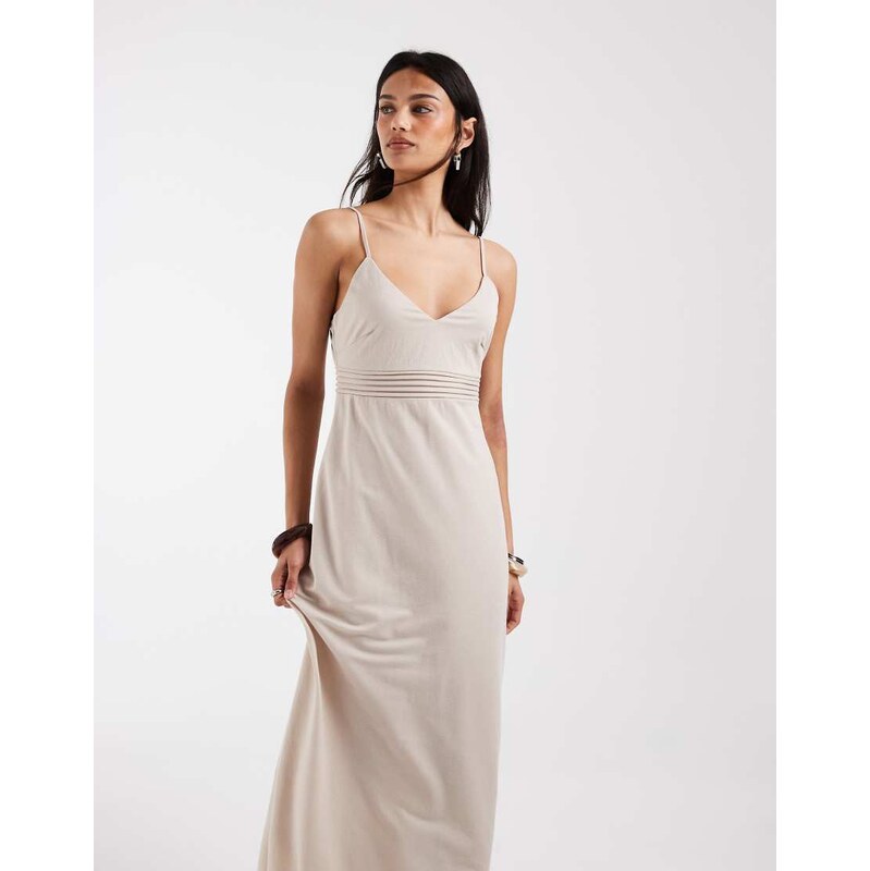 ONLY bust detail maxi cami dress in stone-Neutral