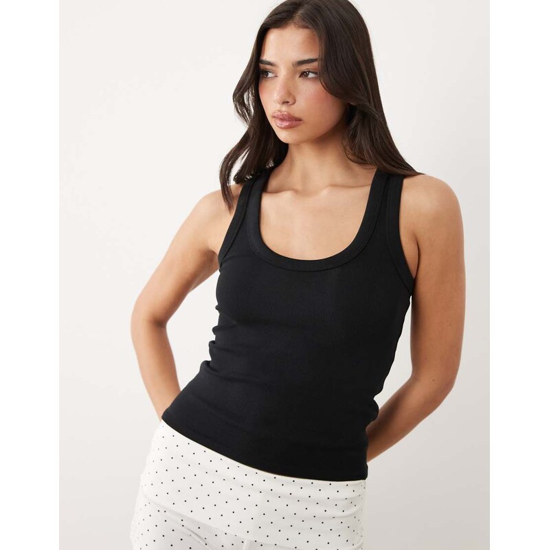 Gina Tricot super stretch scoop neck tank top in black