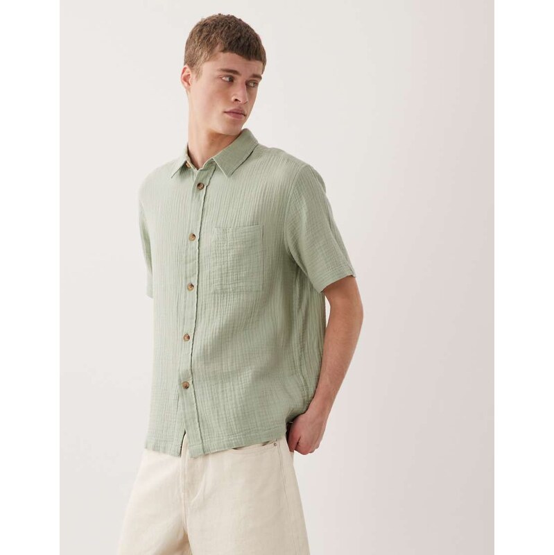 ASOS DESIGN relaxed cheesecloth shirt in sage green