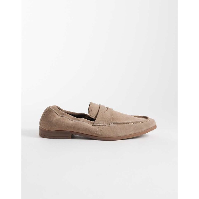 Walk London Naples rouched loafer in stone suede-Neutral
