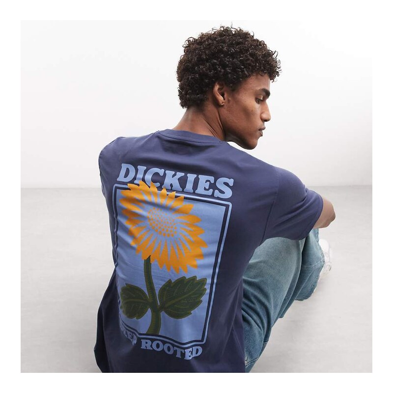 Dickies Sunflower back print t-shirt in blue - exclusive to ASOS