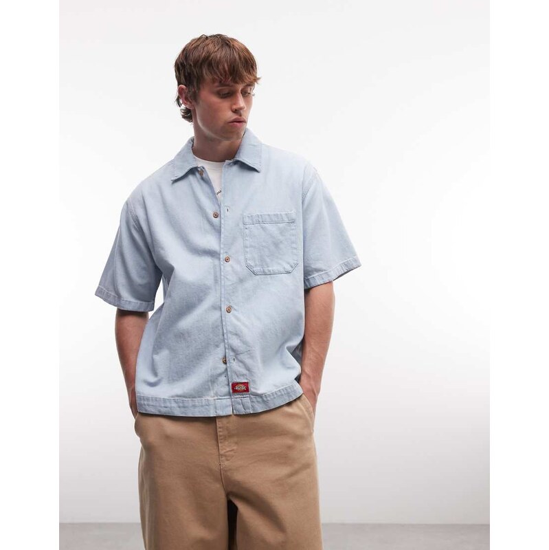 Dickies short sleeve denim shirt in light blue