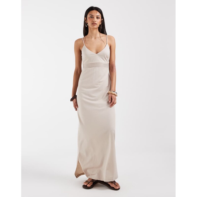 ONLY bust detail maxi cami dress in stone-Neutral