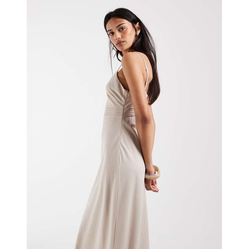 ONLY bust detail maxi cami dress in stone-Neutral