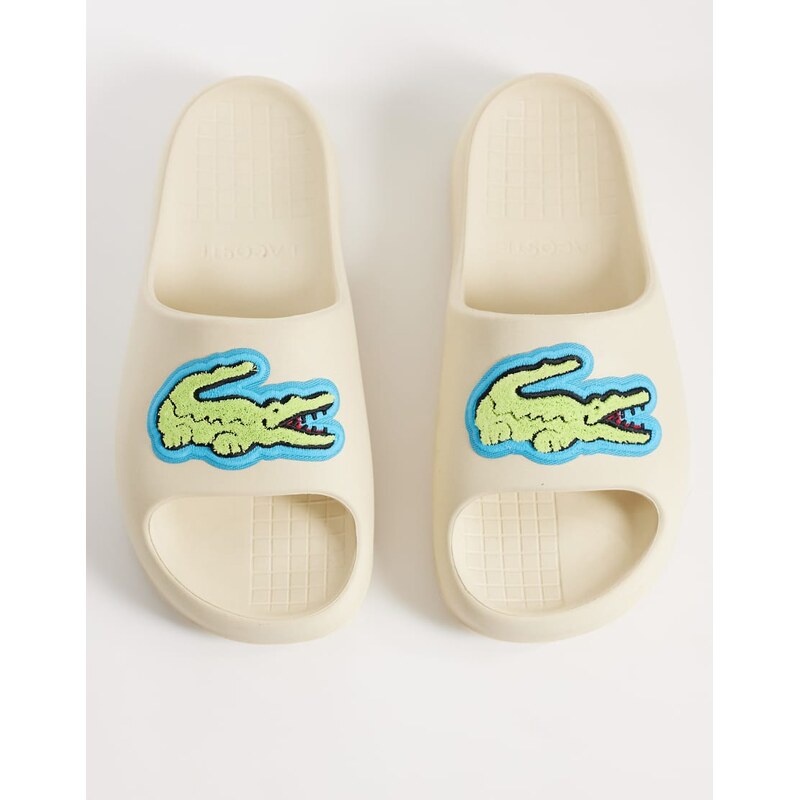 Lacoste Serve 2.0 logo sliders in off white