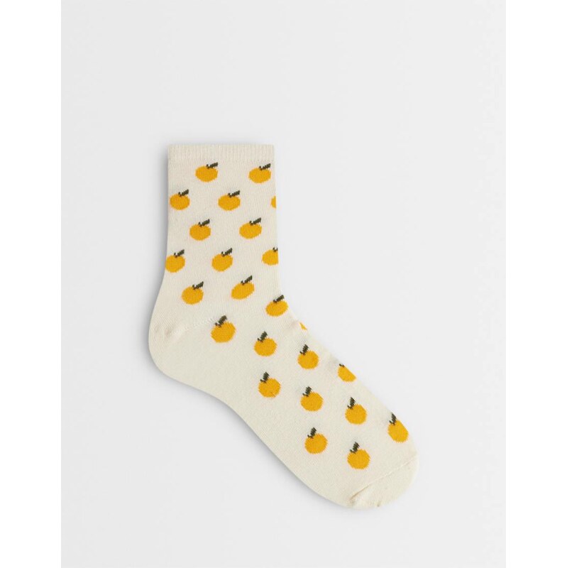 Vero Moda orange print ankle socks in cream-White 115522868