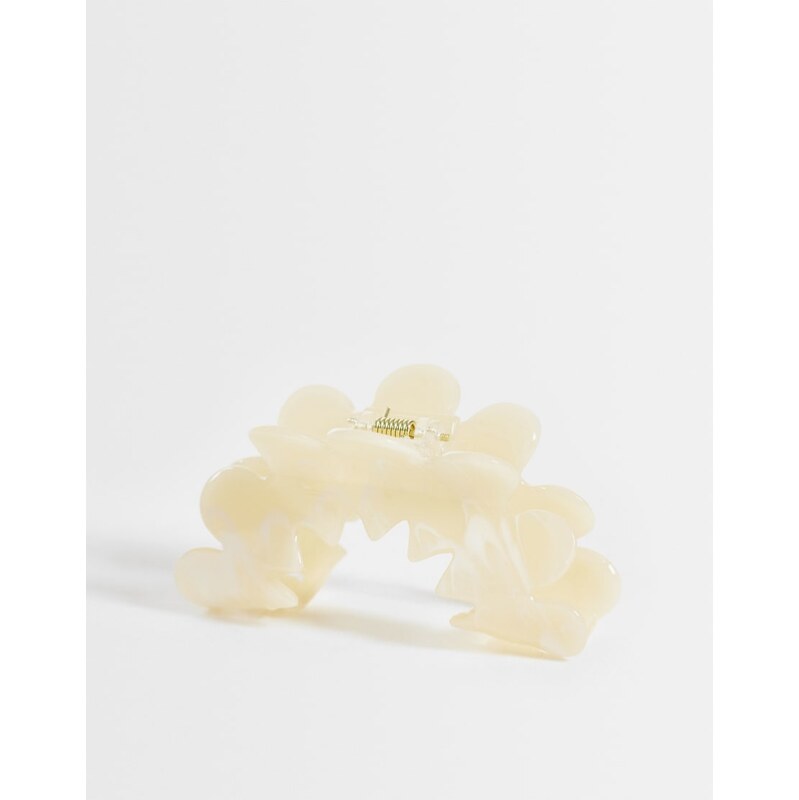 Pieces floral hair claw clip in pale yellow