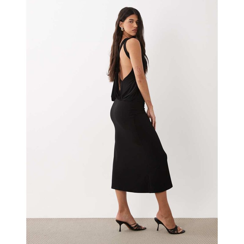 ASOS DESIGN slinky maxi dress with drape knot back detail in