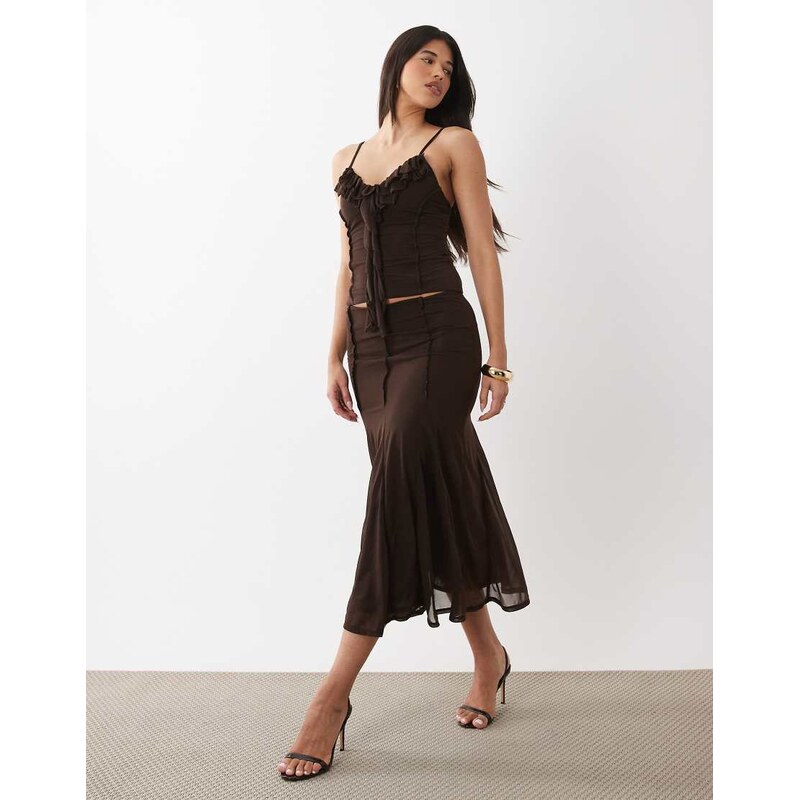 ASOS DESIGN co-ord stretch chiffon godet cropped skirt in