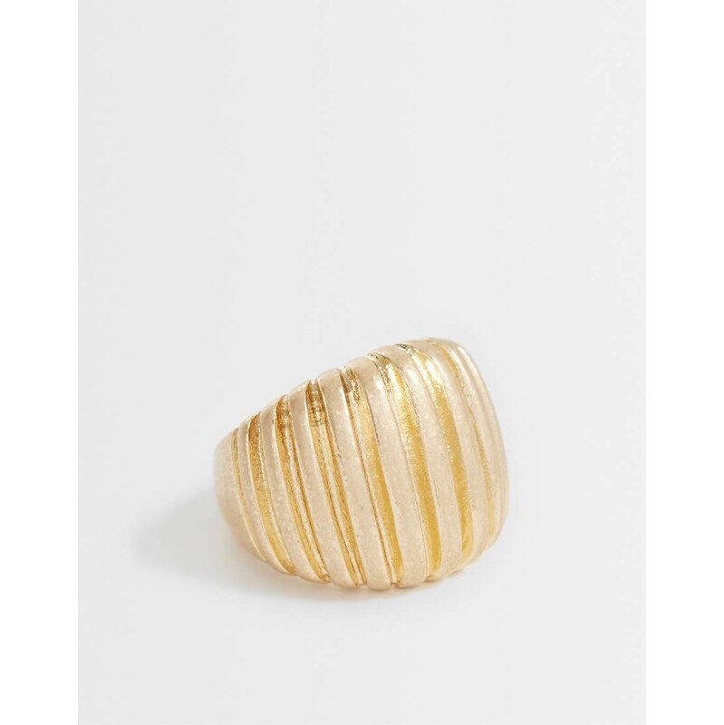 ASOS DESIGN chunky ring with ridged design in brushed gold tone 115022070