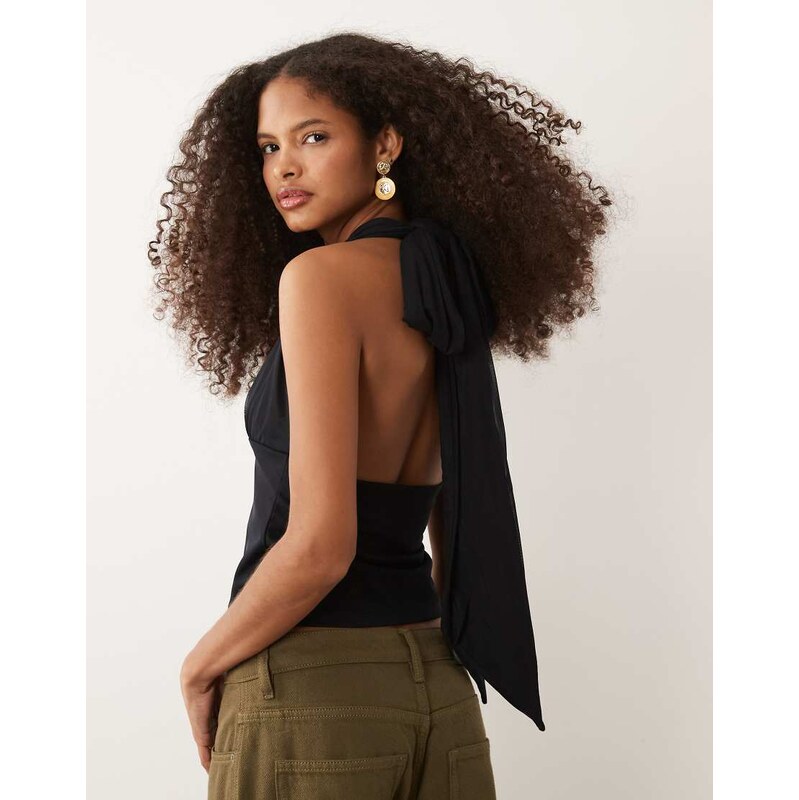 Abercrombie & Fitch mesh multiway tie up top in black 115022078