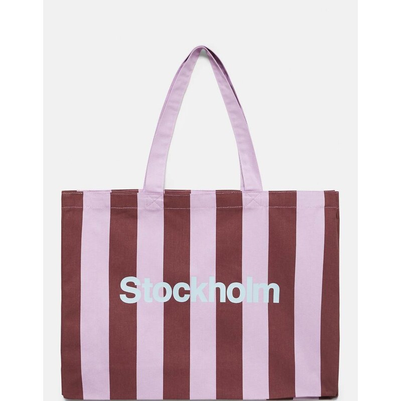 Pull&Bear Stockholm striped tote bag in pink 115022100