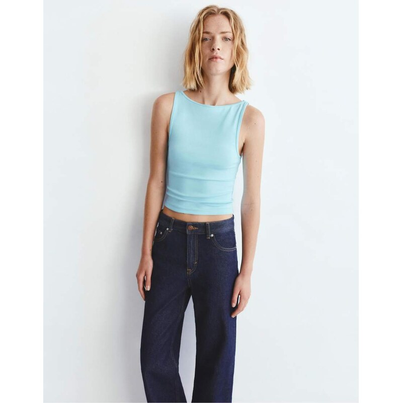 Pull&Bear Boat neck tank top in sky blue 115022112