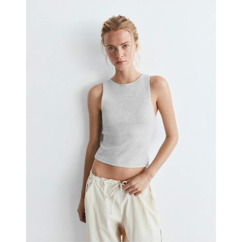 Pull&Bear Tank top with modal in grey marl