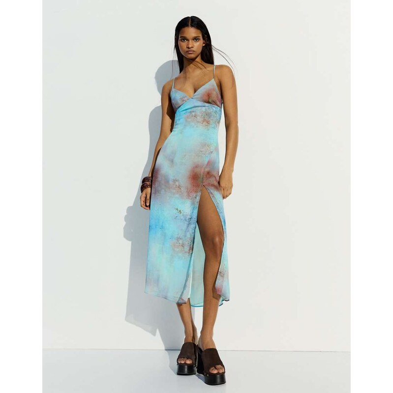 Bershka Mini print dress in blue
