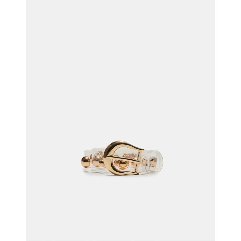 Stradivarius Transparent belt with round studs in gold-Yellow 115022175