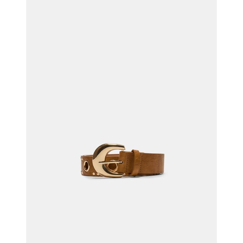 Stradivarius Belt with gold details in brown 115022180