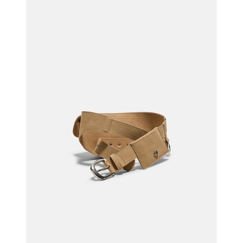 Stradivarius Faux suede studded belt bag in beige-Neutral 115022190