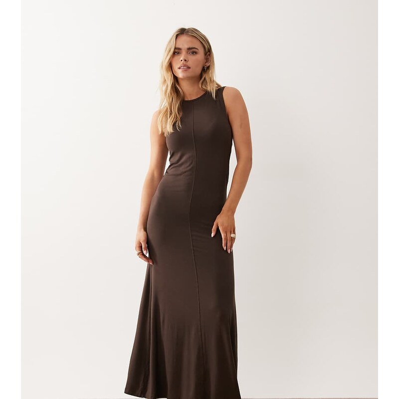 JDY Petite sleeveless maxi dress in chocolate brown 115195296