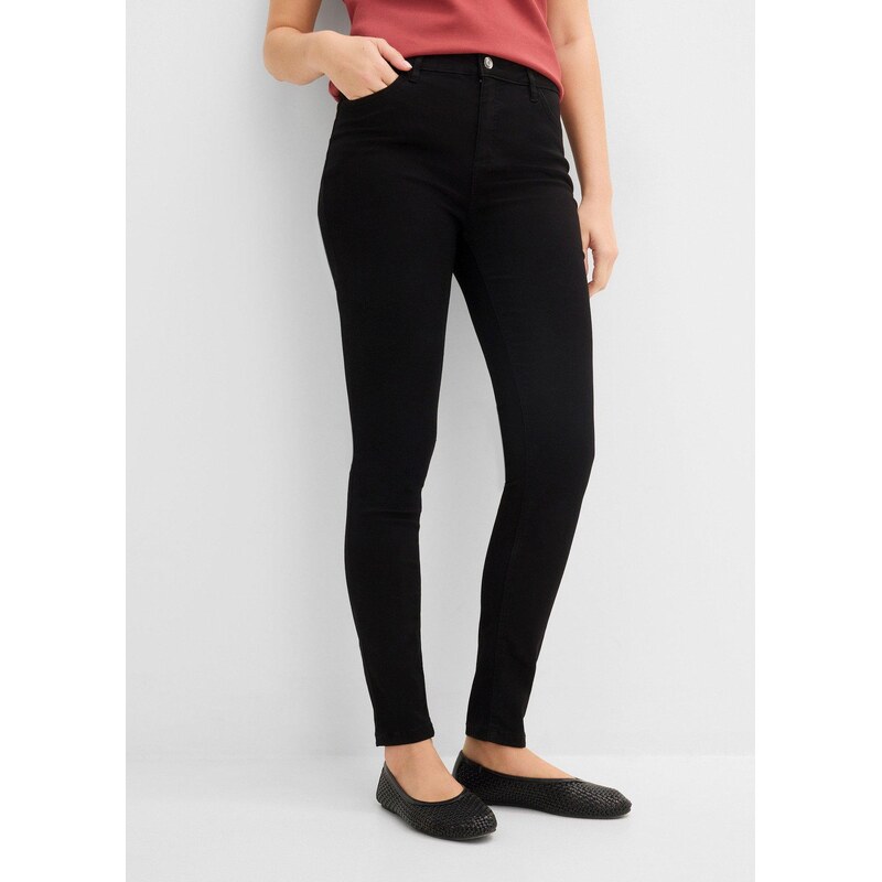 bonprix Džíny Skinny, Mid Waist, super streč černá Žena