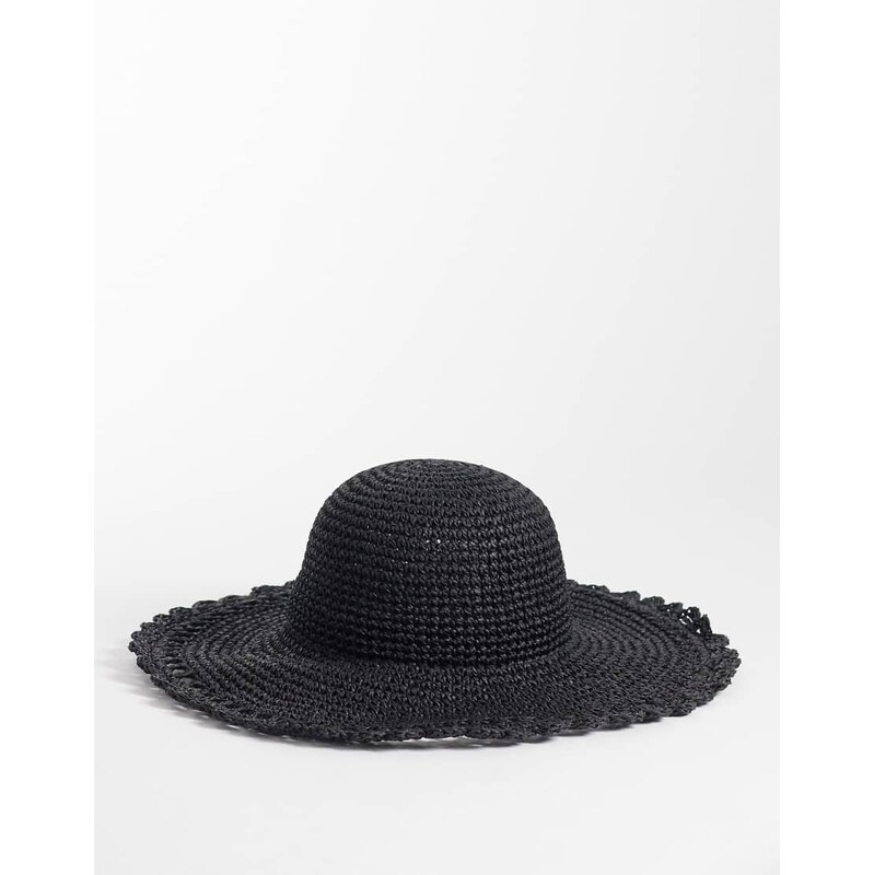Accessorize floppy edge straw hat in black 115029876
