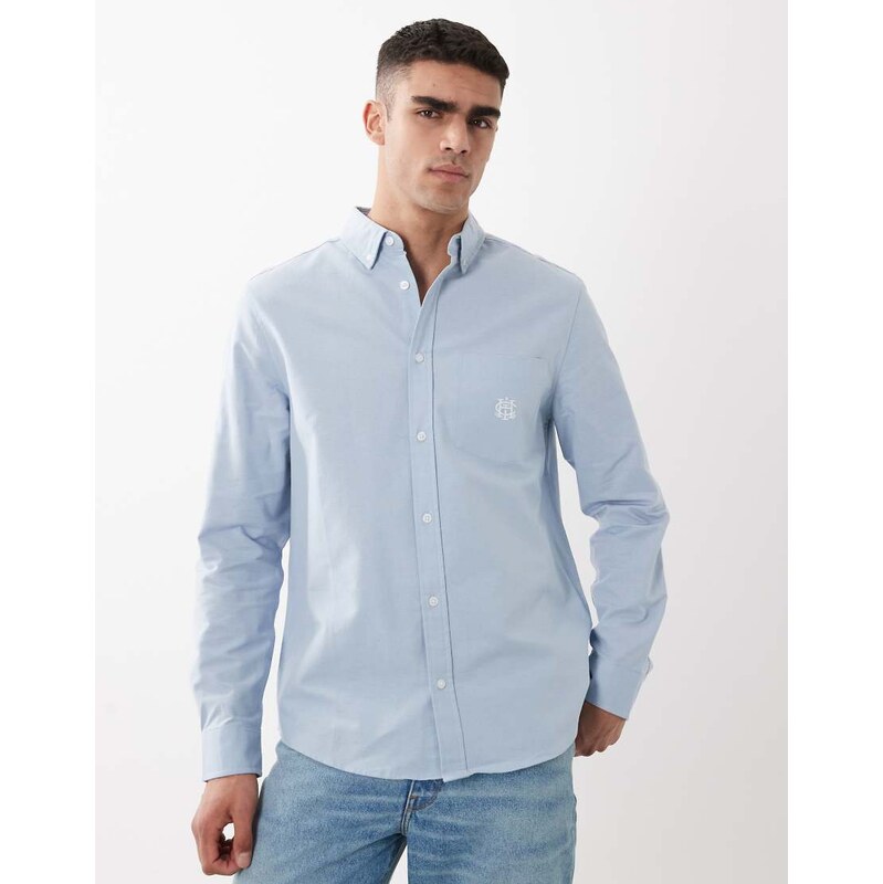 ASOS DESIGN regular fit oxford shirt with chest embroidery in