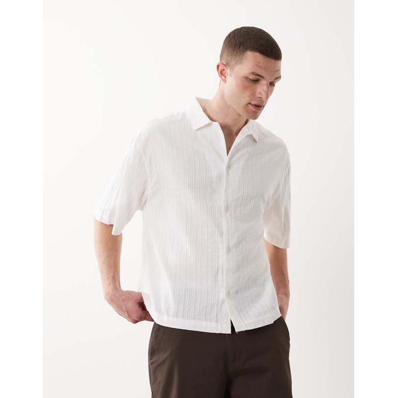 ASOS DESIGN boxy oversized revere textured shirt in white