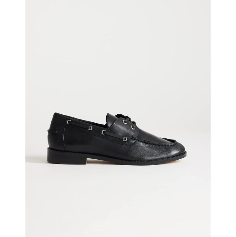 Topshop Brandi leather lace up shoe in black