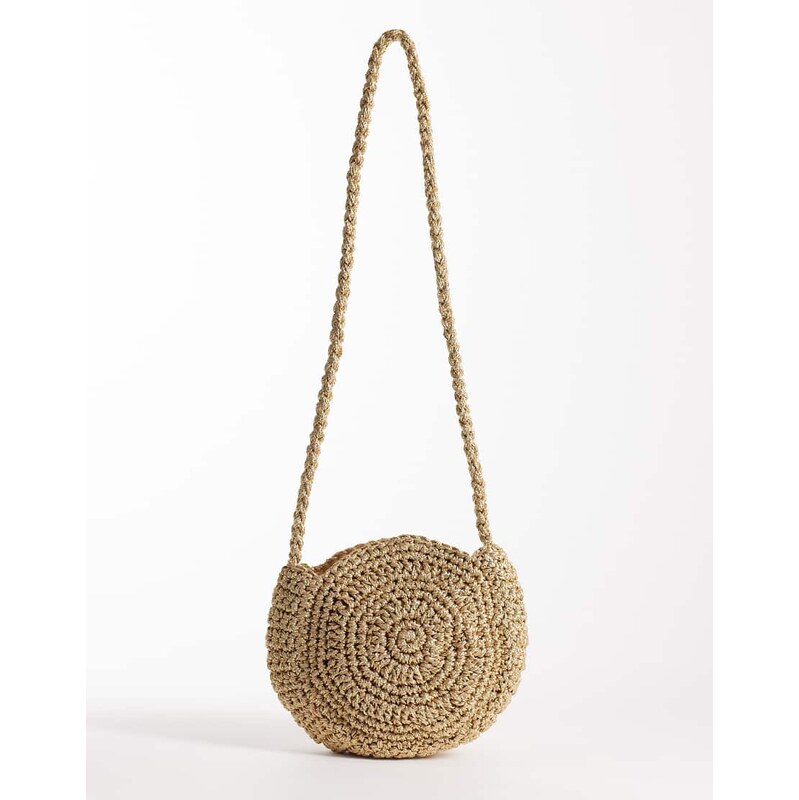 Accessorize Metallic raffia shell crossbody bag in gold