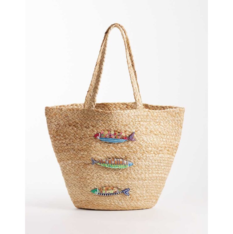 Accessorize fish beach basket shoulder bag in beige-Neutral 115029940