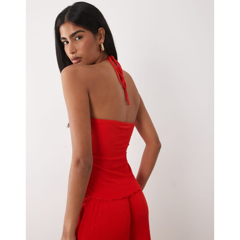 ASOS DESIGN co-ord crinkle cami top in bright red