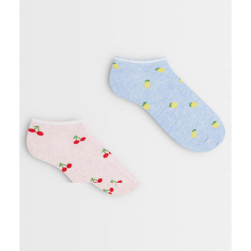 Accessorize 2 pack summer fruits trainer socks-Multi 115029968