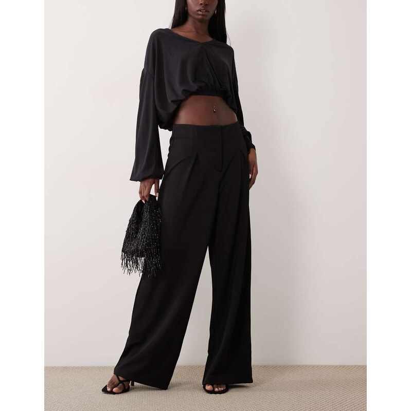 ASOS DESIGN slinky twill tailored slouchy wide leg trouser in