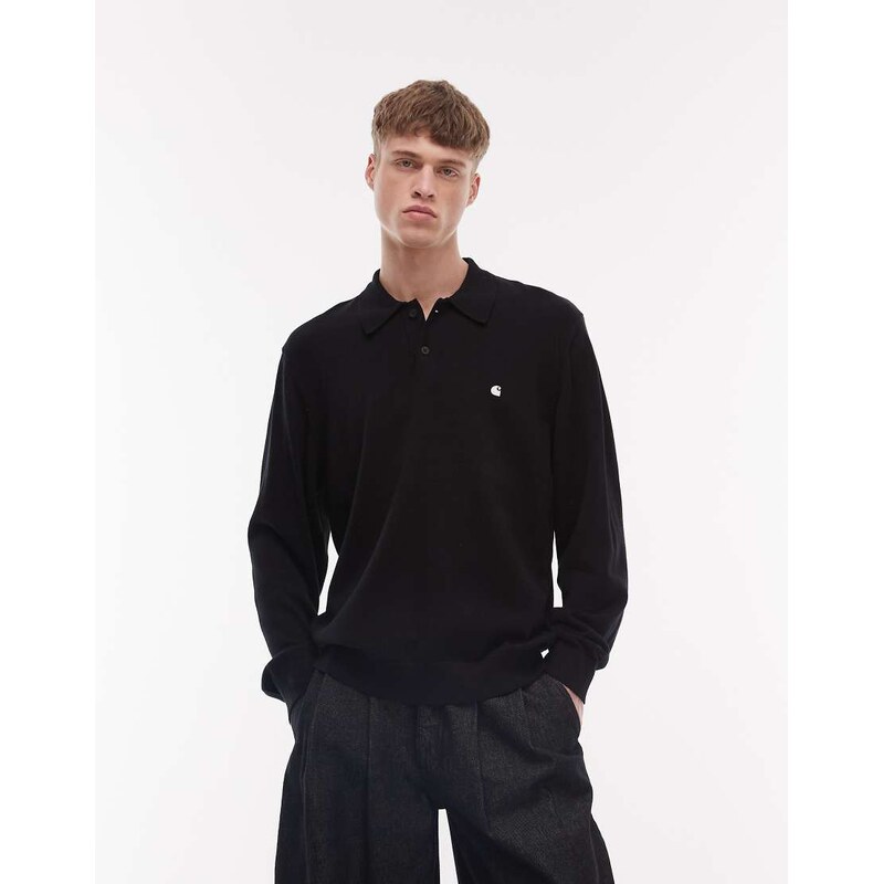 Carhartt WIP madison long sleeve polo in black