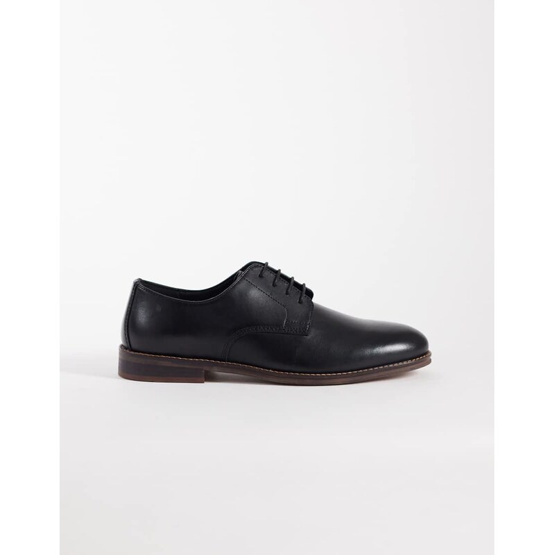 ASOS DESIGN lace up derby shoe with natural sole in black